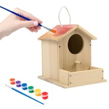 Wooden Bird House Kit, Freestyle Painting Crafts For Adults , Beige