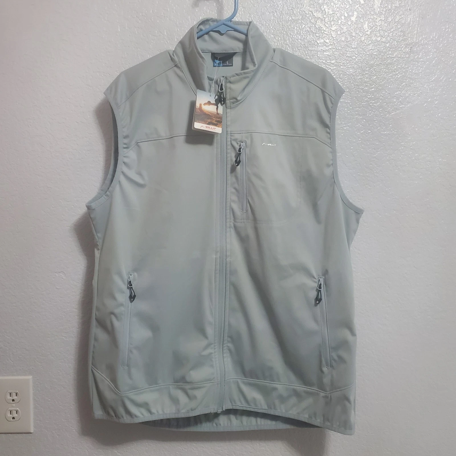 Willit Vest Men L Gray Full Zip Lightweight Performance Outdoor Windbreaker Golf