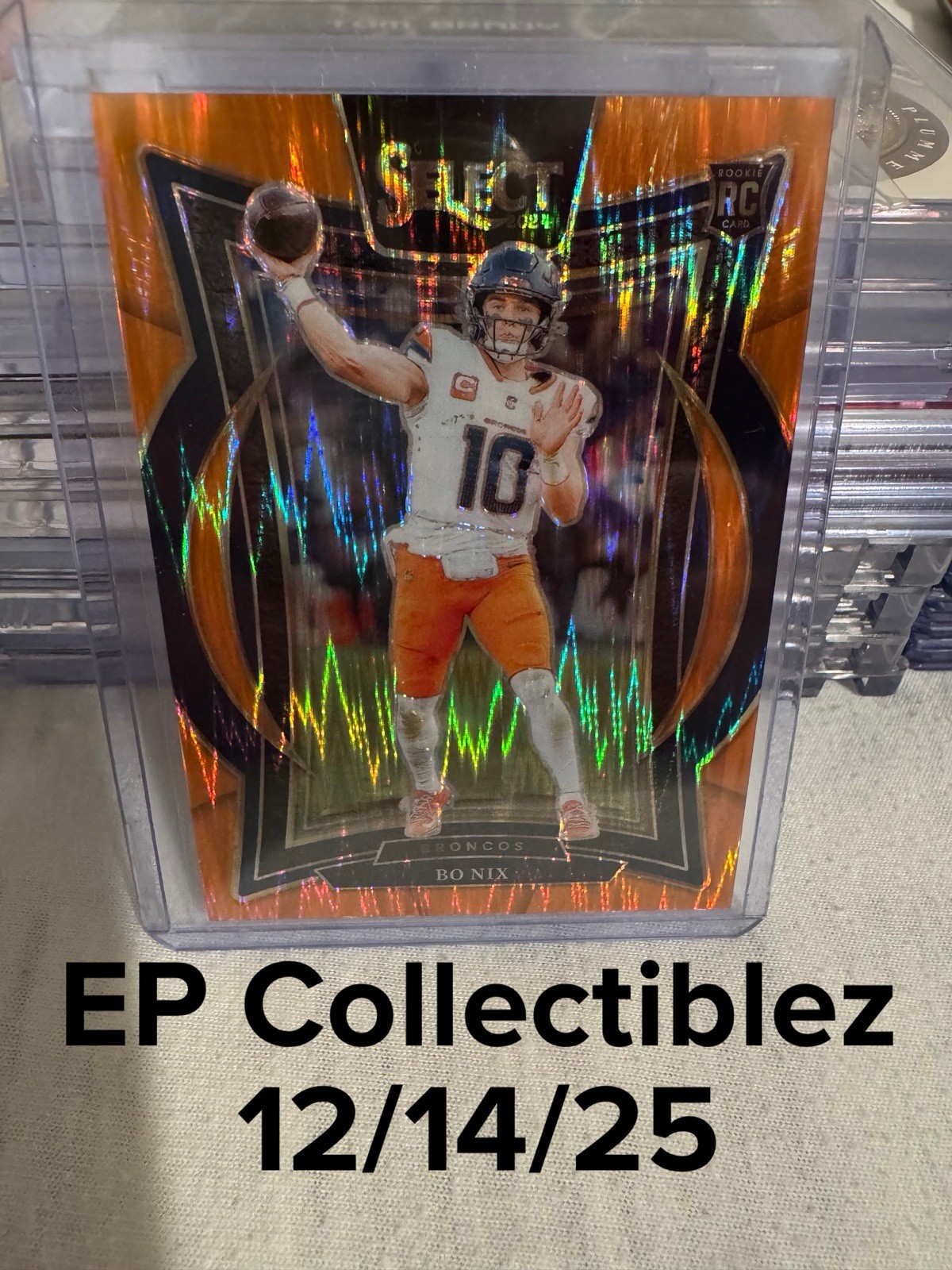 2024 Panini Select - Concourse Bo Nix #30 Orange Shock Prizm /499 (RC)