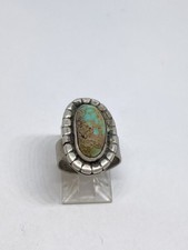 SIZE 5 5.9g VINTAGE NATIVE AMERICAN TURQUOISE STERLING SILVER RING HARVEY ERA