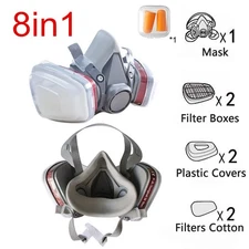 8in1 Half Face Gas Mask Facepiece Chemical Spray Painting Safety 6200 Respirator