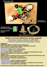 Metric Les Paul 3 Pickup Solderless Wiring Upgrade Fits Import w/no Modification