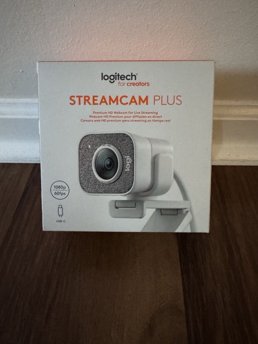 Logitech StreamCam Plus USB-C Webcam 1080p 60fps White Gray 3.35x1
