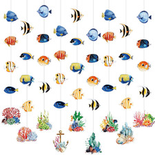 9 Pcs under the Sea Party Tropical Fish Decorations Banners Ocean Themed Supplie