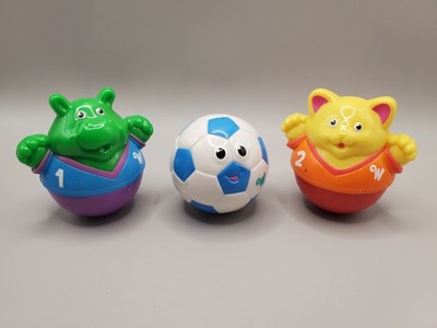 Vintage 2004 Playskool Weebles Wobble Figures Set Hippo Soccer Ball Cat