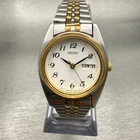 Seiko Watch Women 24mm White Dial Two Tone Daydate Round 7N83-0011 New Battery