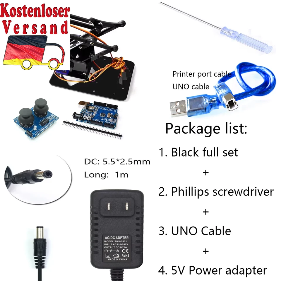SG90 4 Dof Unassembly Acrylic Mechanical Robot Manipulator Claw for Arduino Robo - Bild 4 von 4