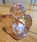 Fenton Irridescent Pink Glass Angel with Gold Butterfly 3.3 inches