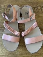 Monkey Feet USA Leather Strappy Sandal Tan Flats Braided US 10-10.5 Euro 41 NWOT