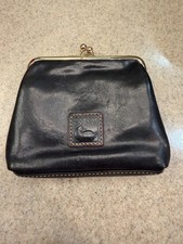 Dooney  Bourke Black Leather Change/Coin Credit Card Wallet Embossed Duck Logo