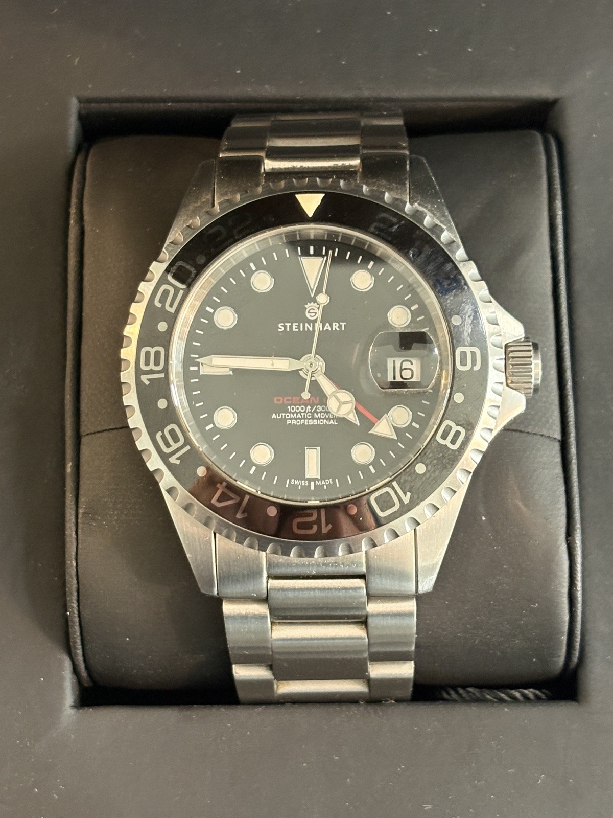 [w/Box] Steinhart Ocean One GMT Black 42mm Stainless Steel Automatic Men's Watch