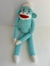 2007 Blue Sock Monkey Plush Stuffed Animal Doll 18  