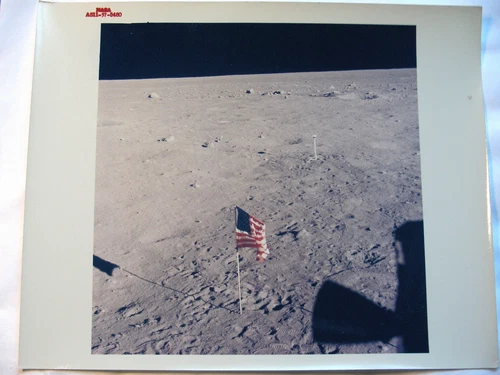 Apollo 11 Lunar Surface USA Flag "A Kodak Paper" 8"x10" NASA Red Serial # Photo