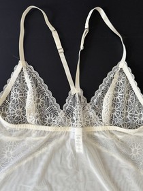 LA PERLA Studio ( 4 ) Ivory Lace Mesh Slip Lingerie Nightie WM LG EUC
