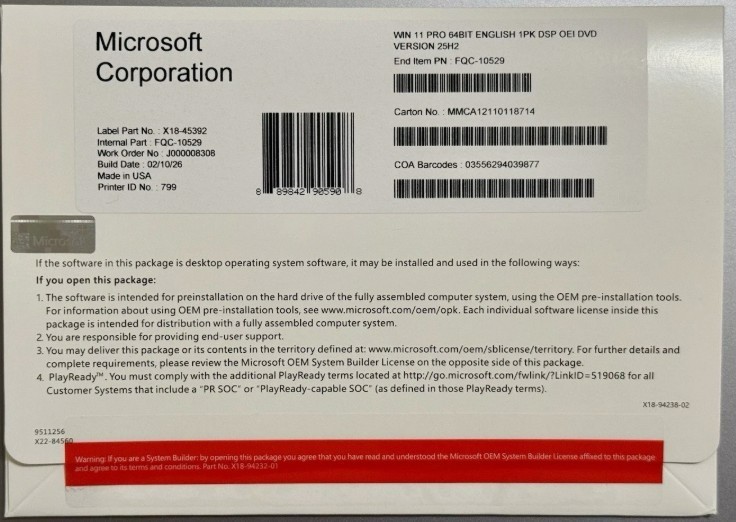 Microsoft Windows 11 Pro 64-Bit USB Flash Drive (HAV-00162) for