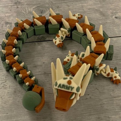 3D Printed US Army Dragon Figurine with Grenade Tail Military Collectible Model