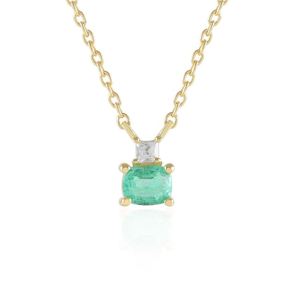 Cavill Silbercollier Vergoldet Mit Kolumbianischem Smaragd 0,29Ct Oval-image