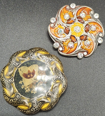 2 Vintage Pierre-Bex Style Enamel  Brooches/ Pins