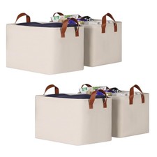 Storage Baskets For Organizing Fabric Storage Bins For Shelves With Leather Hand