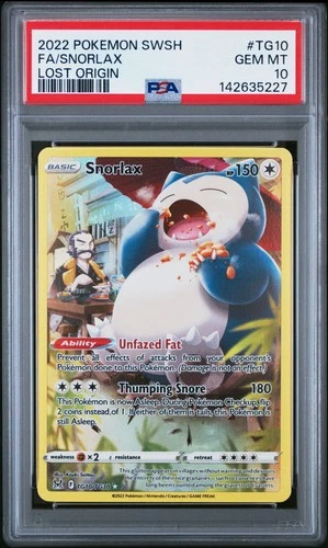 2022 POKEMON SWORD & SHIELD LOST ORIGIN #TG10 FULL ART/SNORLAX PSA 10