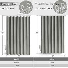 Linen Shower Curtain 60x72 Boho Farmhouse Shower Curtains for Bath Light Grey