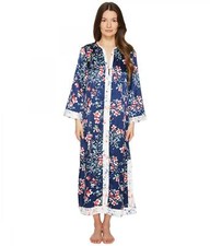 NEW Oscar de la Renta Pink Label Floral Print Robe in Navy - Size S/M S1361
