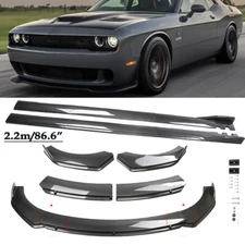 For Dodge Charger Carbon Style Car Front Bumper Lip Spoiler Body Kit Side Skirt