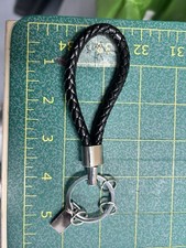 Black Braided Leather Keychain