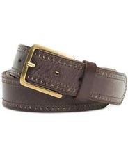 NWT FRYE Genuine Leather Triple Edge-Stitch Brown Men's Dress Belt Sz 40