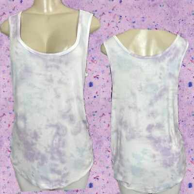 Terra & Sky 0X Lilac Tie-Dye Ribbed Scoop Neckline Tank Top