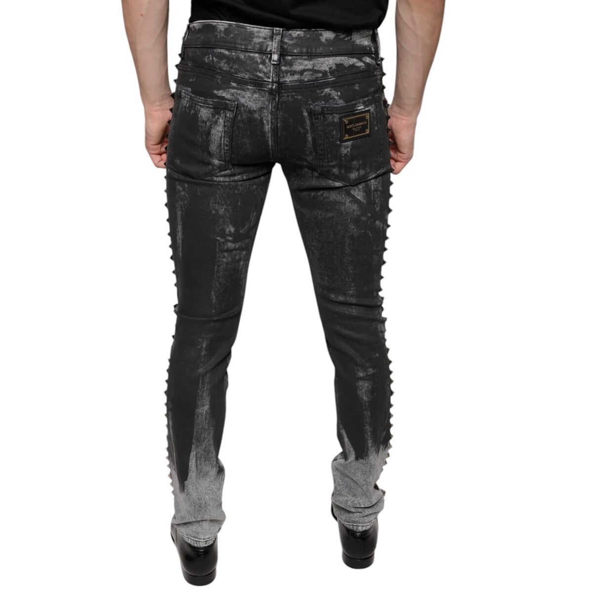 DOLCE & GABBANA Jeans Black Embellished Cotton Skinny Denim DOLCE & GABBANA Jeans Black Embellished Cotton Skinny Denim