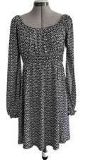 SO Womens Dress Size XL Juniors Black & White Skater Gypsy Scoop Neckline New