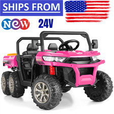 Kids Ride On Car, 24V Electric Toys 2 Seater Dump Truck 6 Wheels 3 Speed Gift