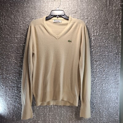 Vtg IZOD Lacoste Orlon Acrylic Pullover V Neck Sweater Cream