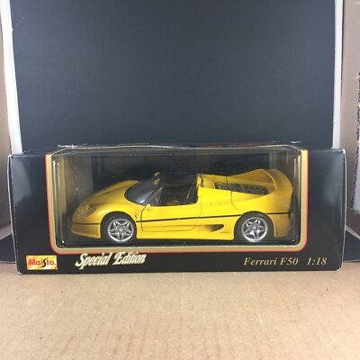 Vintage Maisto 1995 Ferrari F50 Special Edition 1:18 Scale Yellow