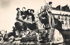 Old postcard war the reception of parisians to soldiers of leclerc tank