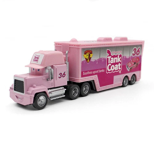 2-Pack Disney Pixar Cars NO.36 Tank Coat Hauler Truck + Car 1:55 Diecast Toys - Picture 7 of 9
