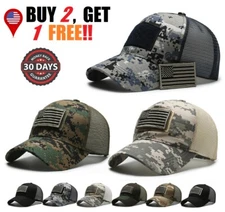 USA Flag Baseball Cap Detachable Patch Mesh Tactical Army Caps American Men Hats