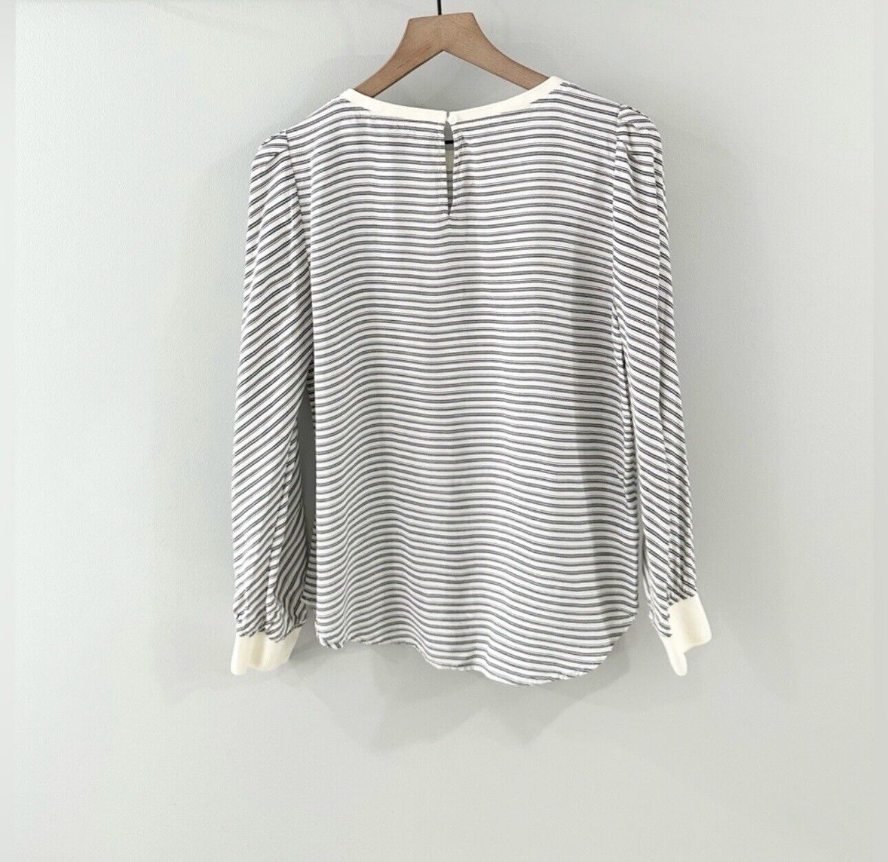 Loft Long Sleeve Stripe Retro Blouse Gray White S… - image 6