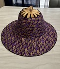 Folding Fan Hat Cloth. Beautiful Purple Design. Fits Medium To Large Sz