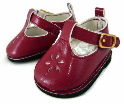 Burgundy Wine T-Strap Shoes for 18'' American Girl Doll Clothes Sew Beautiful