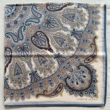Handkerchief Vintage Cotton Blue Damask Paisley Medallion Pattern Hanky Scarf 20