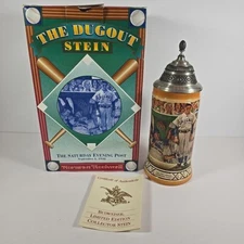 The Dugout Stein Saturday Evening Post Norman Rockwell by S.P. Gerz COA #000269