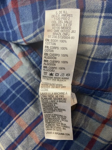 Quiksilver Waterman Collection Regular Fit Blue Plaid Flannel Shirt Mens Large L - Picture 5 of 8