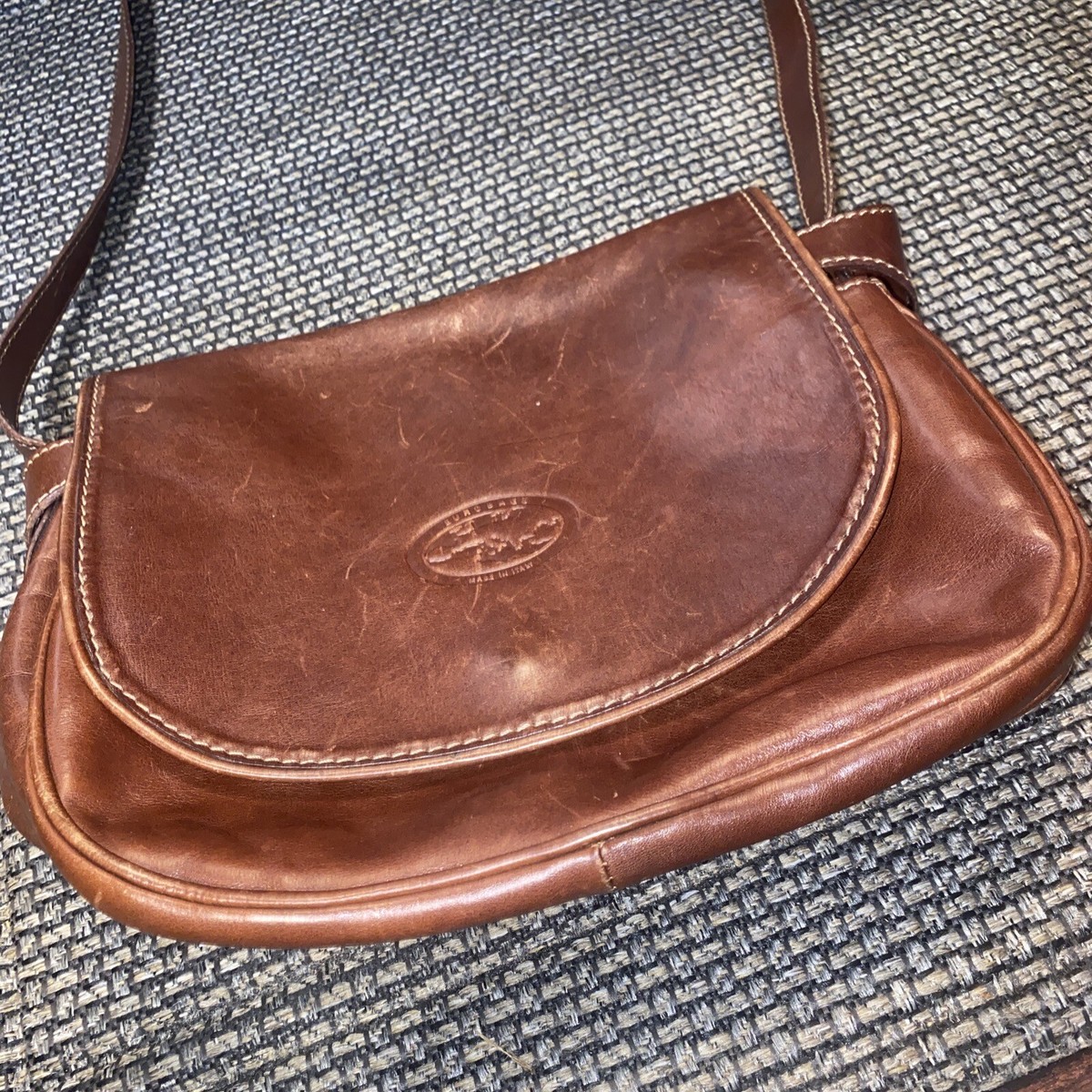 EURO BAGS MADE IN ITALY BROWN LEATHER CROSSBODY PURSE/HANDBAG | eBay