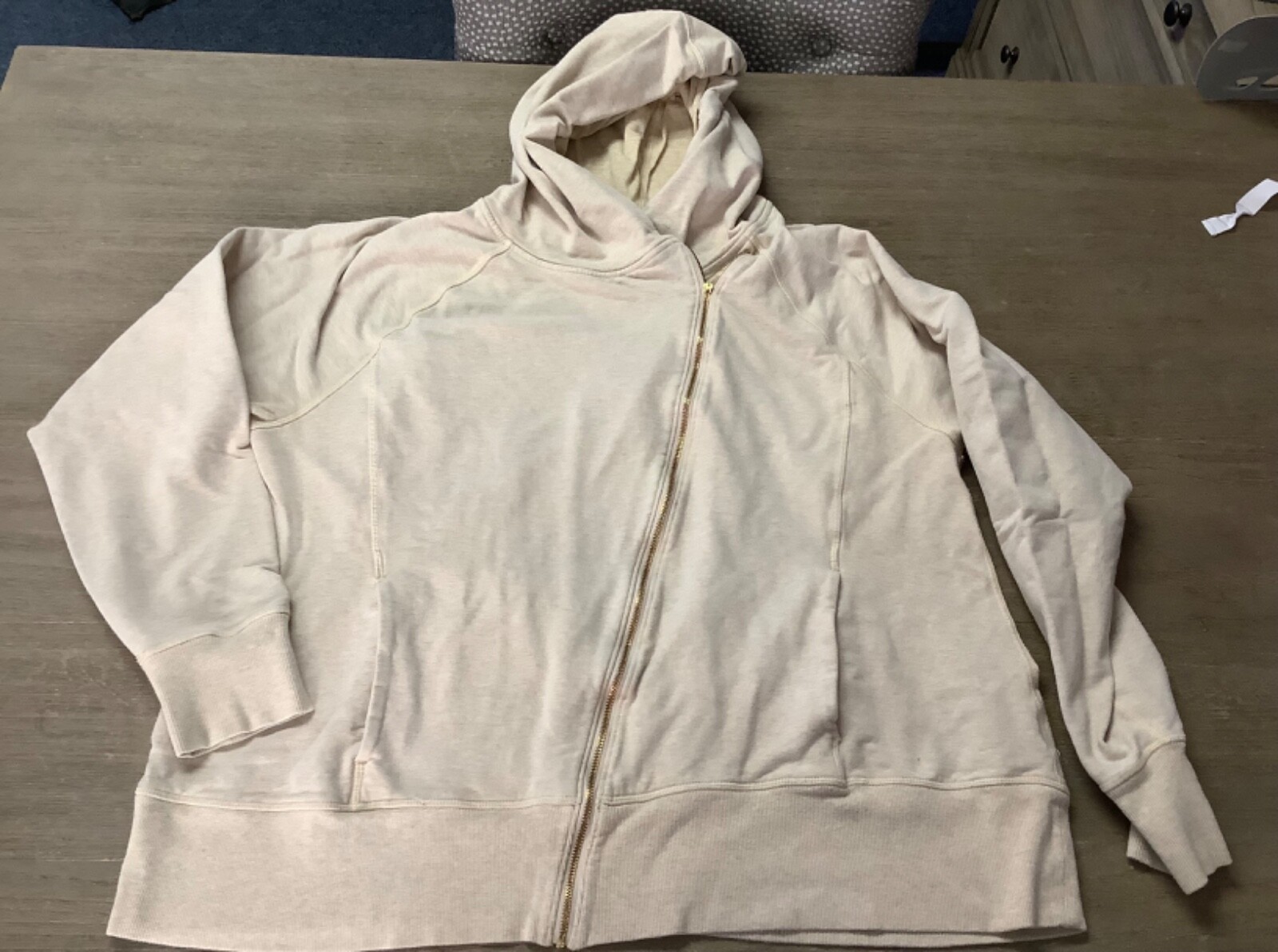 OFF WHITE X NIKE Nike Yoga Plus Taglia 2X Giacca Donna Taglie Forti Full Zip con Cappuccio Avorio Beige