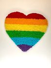 Rainbow Handmade Punch Needle , Punch Needle Mug Rug.Valentine's Day Gift,