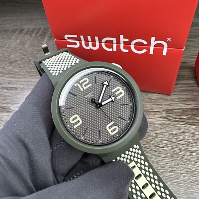 NEW✓ Swatch BIG BOLD BBBLANCO Olive Green 47mm Sport Watch NEW✓ Swatch BIG BOLD BBBLANCO Olive Green 47mm Sport Watch