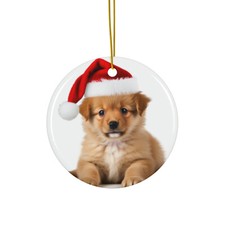 Hanging Ceramic Christmas Tree Ornament - Komondorok Puppy Design