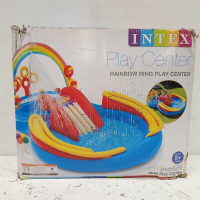 Intex - 9.75 foot x 6.3 foot x 53'' Rainbow Slide Kids Play Pool Ring Center